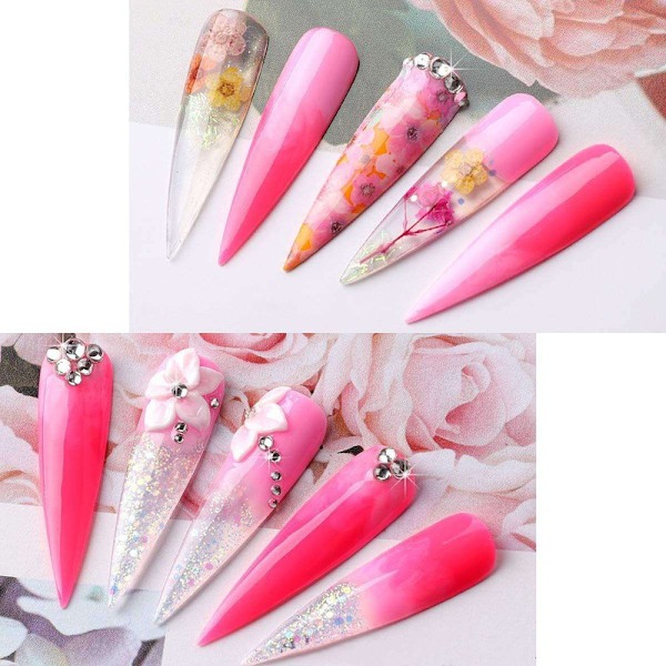 500 stk. negletipper stiletto ekstra lange tipper kunstige negle negletips Transparent Transparent Transparent