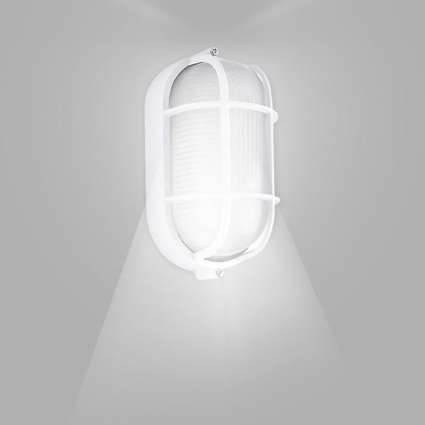 Yaju Oval skotlampe med ledningsbeskyttelse og glasafskærmning, 60 W (1 stk, hvid