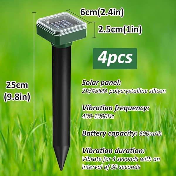 Solcellsdriven mullvadsskrämma 4-pack