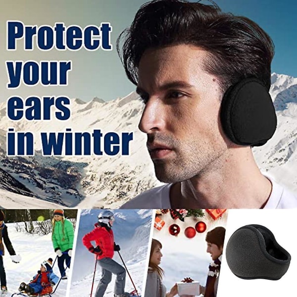 Vintervarme ryggmonterte sammenleggbare øreklokker og øreklokker i enkel stil Black