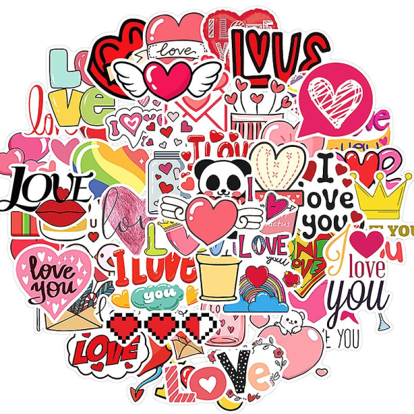 50 stk Kærlighedsklistermærker til Notebook Laptop Pink Stickers Vintage Valentinsdag