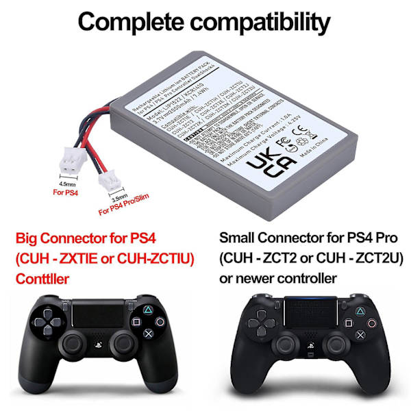 2x 2000mah Lip1522 akku Sony Ps4 Ps4 Pro Dualshock 4 Cuh-zct1e Cuh-zct1h Cuh-zct1u Cuh-zct2 Cuh-zct2u langattomalle ohjaimelle