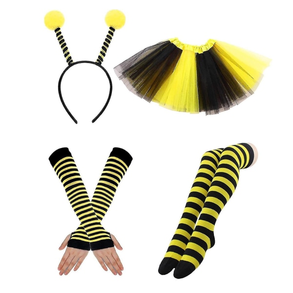 Bee Kostume Sæt Bee Ears Pandebånd Ærme Tutu Brille Sokker Til Børn Voksen Adult set