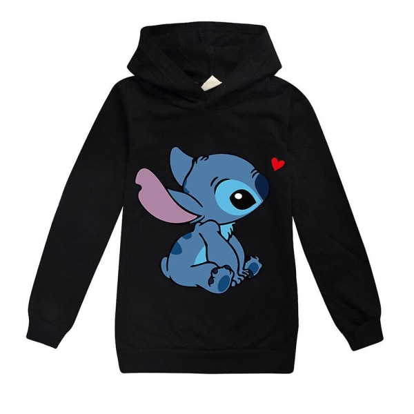 Lapset Pojat Tytöt Lilo ja Stitch -hupparit Pullover Topit Pitkähihainen Huppari Lahja Black 13-14 Years