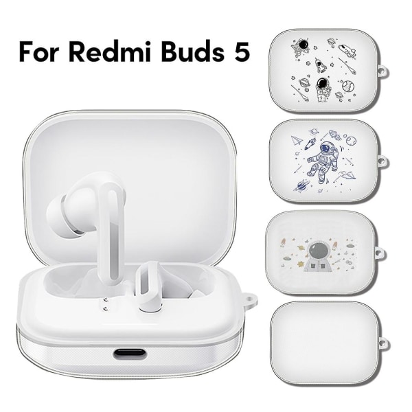 Earbud Tpu Clear Case For Redmi Buds 5 Earphone fleksibelt beskyttelsesdeksel Blue lines astronaut