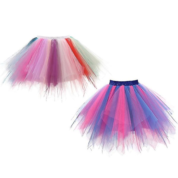 Kvinder Vintage Candy Flerfarvet Kort Tutu-nederdel Lagdelt Boble Puffy Petticoat Cosplay Party Ballet Dance Undernederdel