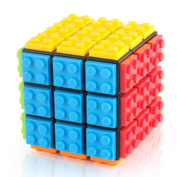 3x3 Build-on Brick Magics Cube Brain Teaser Pussel och tegelleksak i 1 för barn Vuxenpresent Black
