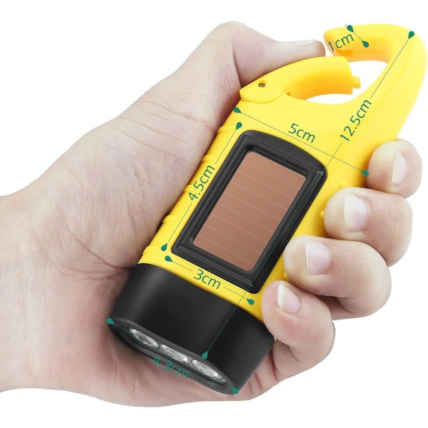 2 kpl käsikampinen taskulamppu, aurinkoenergialla toimiva ladattava led-hätätaskulamppu, ulkourheilun selviytymisdynamo taskulamppu keltainen