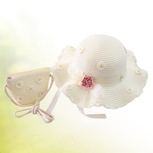 Mdchen Daisy Sun Hut Strohhut Mit Schulter Strohbeutel Set Sommer Blume Strand Hut Welle Weit Sonnenschutz Hut Beanie Mtze Fr Kinder Kleinkind Baby