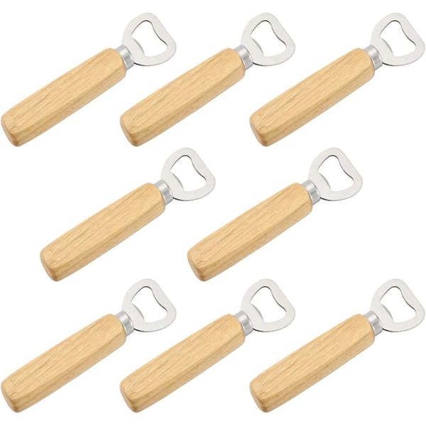 8 stycken trähandtag ölflasköppnare, flasköppnare med trähandtag, ölflasköppnare med trähandtag, för hem, kök, bar, present
