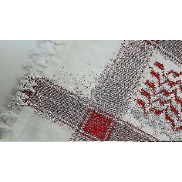 Palestiinahuivi, Keffiyeh, Arafat Hatta, Leveä tupsuilla, Shemagh Keffiyeh Arab Houndstooth100% White Red