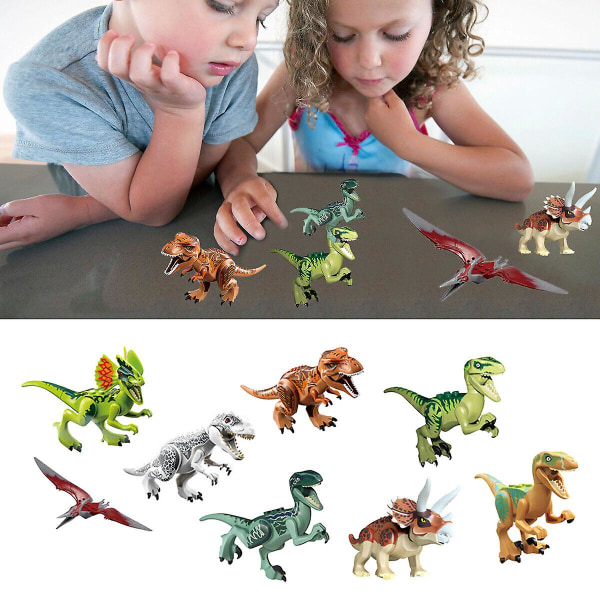 8x Jurassic World Dinosaurier T-rax Figurer Byggleksaker Block Bästa barnpresent