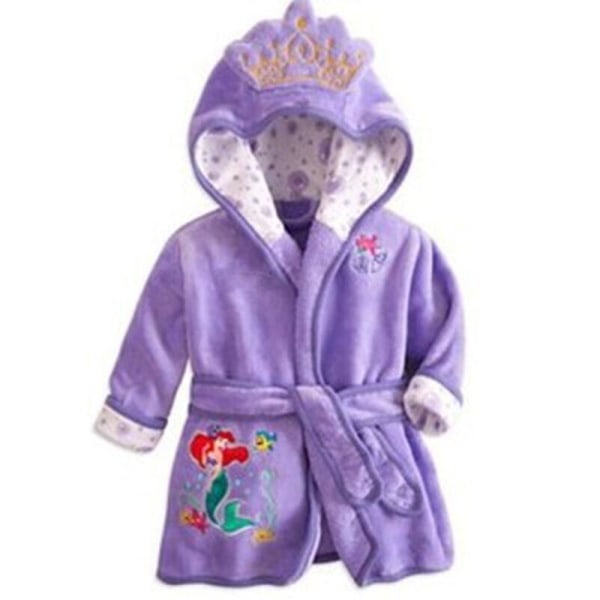 Barn Gutter Jenter Hettebadekåpe Mickey Minnie Morgenkåpe Nattøy Natttøy Pyjamas Purple Mermaid 5-6 Years