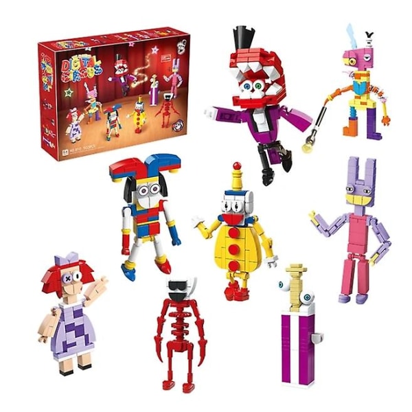 MOC The Amazing Digital Circus 8-i-1 Anime Figurer Set Söta tecknade leksaker för barn