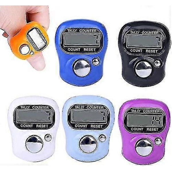 Mini Digital Finger Counter Clicker Teller Elektronisk Hånd Tally Teller Ring 5 stk Tilfeldig Farge Nyttig Og Mote