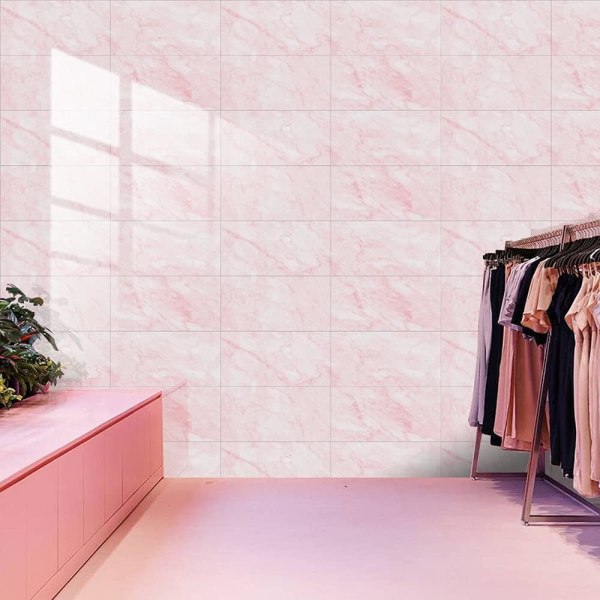 Självhäftande rektangel (rosa, 16 delar) dekorativa plattor för badrum