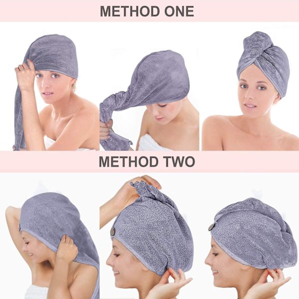Mikrofiber Set - Anti Frizz MicrofiberHårhandduk för lockigt långt hår Torkhanddukar-Qu