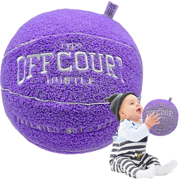 Offcourt Basketball Pude Plys Legetøj, 25cm 3d Basketball Pude Til Børneværelse Dekoration, Fuzzy Plys Legetøj Gaver Til Børn Purple