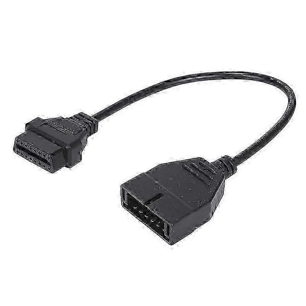 Bildiagnoseværktøj OBD2-stikadapter til 12-benet til OBD2 16-benet kabel Auto Scanner Adapter Black