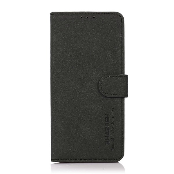 För Honor 400 Lite KHAZNEH Matt Textur Läder Telefonfodral Black