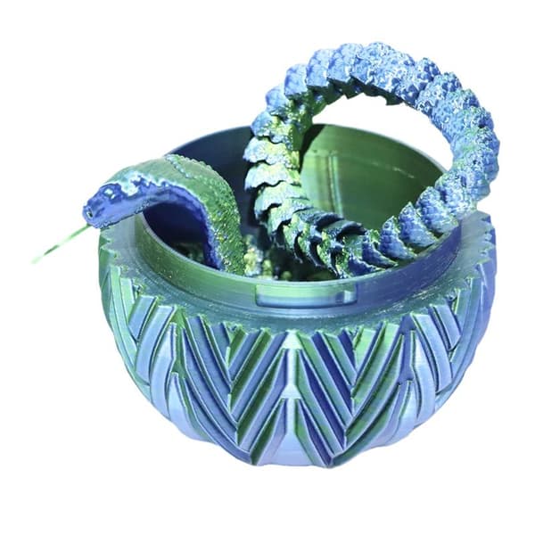 3D-printad orm i ägg Ormskalig äggleksak Kreativa presenter