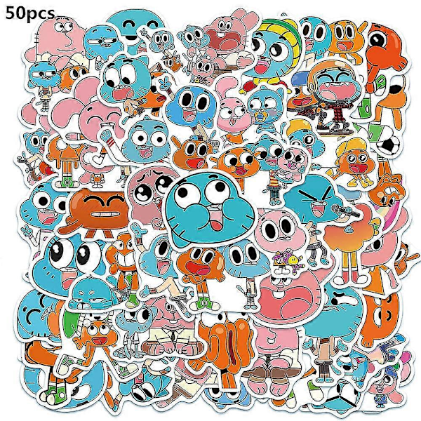 50 stk/sett The Amazing World Of Gumball Dekorative Klistremerker For Laptop Koffert Telefon Sykkel Skateboard Dekaler