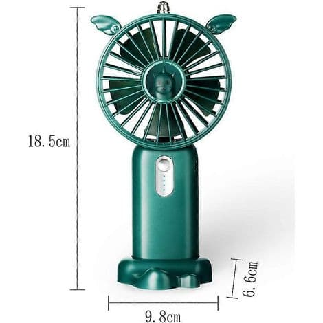 Bærbar ventilator, USB-bordventilator, til rejser, kontor, hjem - Grøn