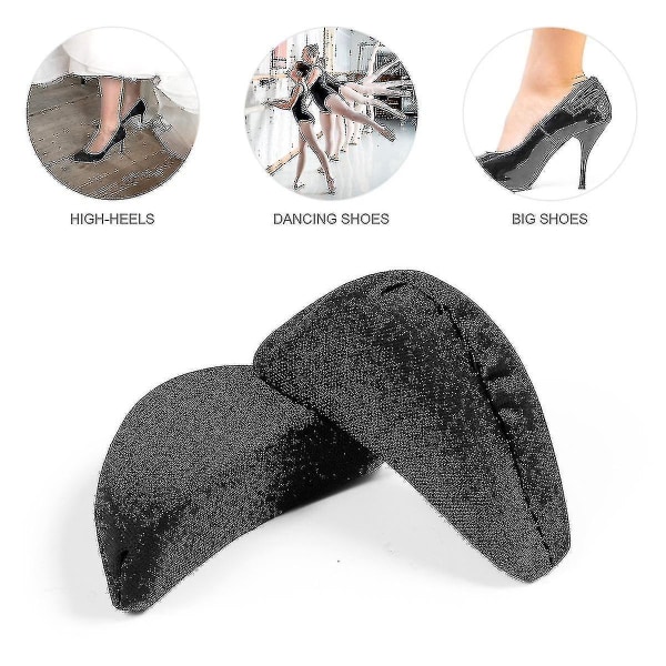 2023-healifty 2 paria pehmeä sienivarvastulppa jalkatuki kengäntäyteaine Unisex kenkäsisäkkeet, joiden avulla suuret kengät sopivat one size (musta)