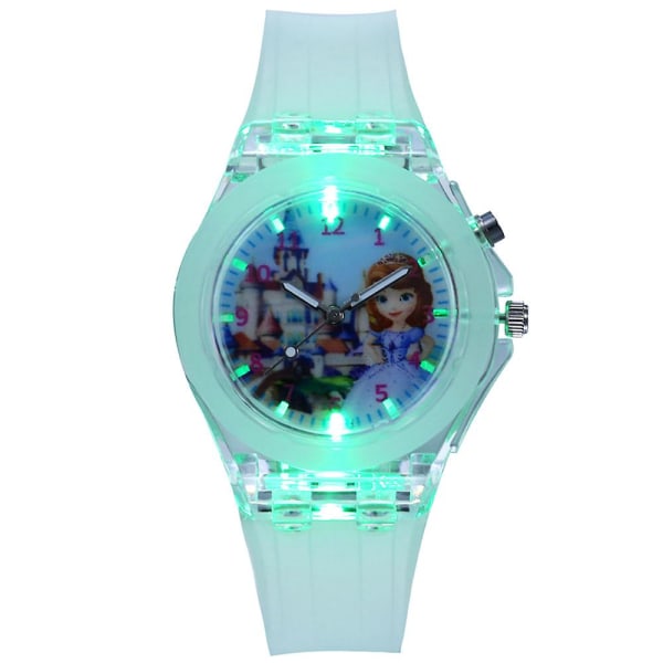 Kid Frozen Princess Elsa Silicone Luminous Watch Rannekoru Sophia Light Green