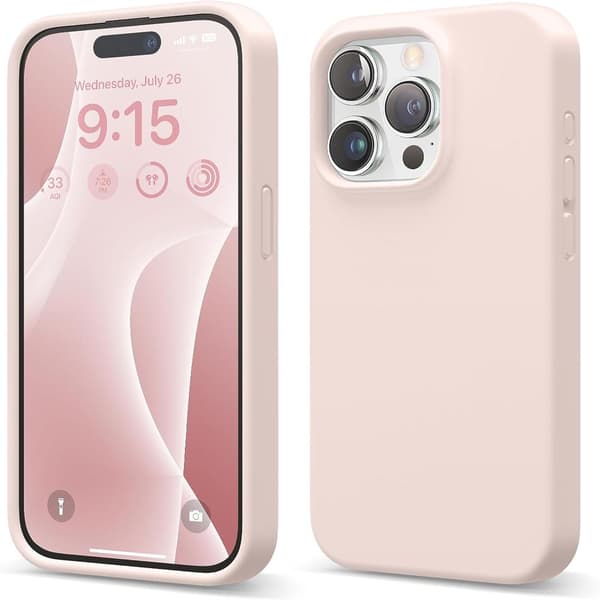 Liquid Silicone Case Compatible with iPhone 15 Pro, Premium Silicone, Full Protective Cover - Lovely Pink
