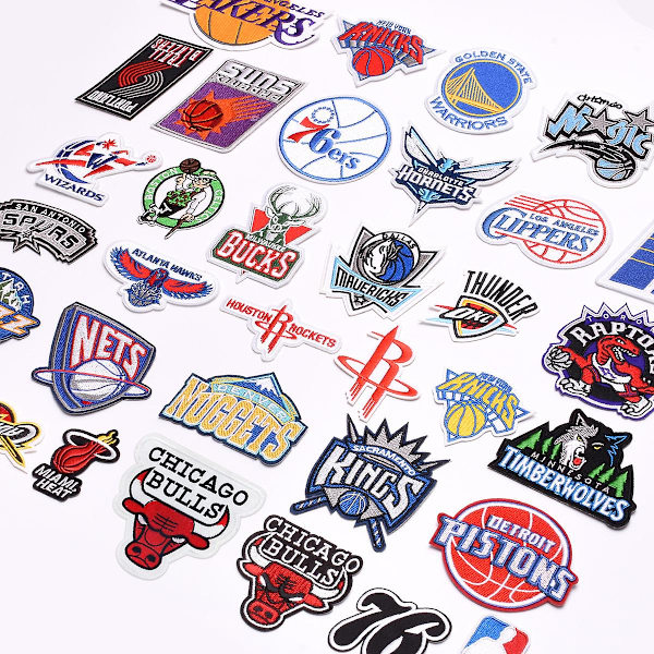 35 koripallojoukkueen logon kirjontakangastarraa, merkki, vaatelapputarrat, joukkueen logo, NBA-kirjontamerkki, joukkuemerkki