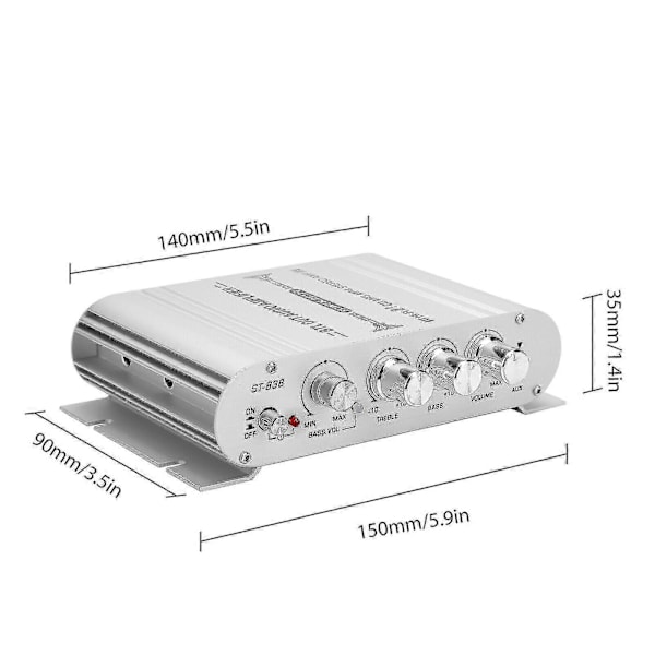 12v 400 Watt Bil Audio Stereo Forstærker 2.1-kanals Hifi Højttaler Strømforstærker System