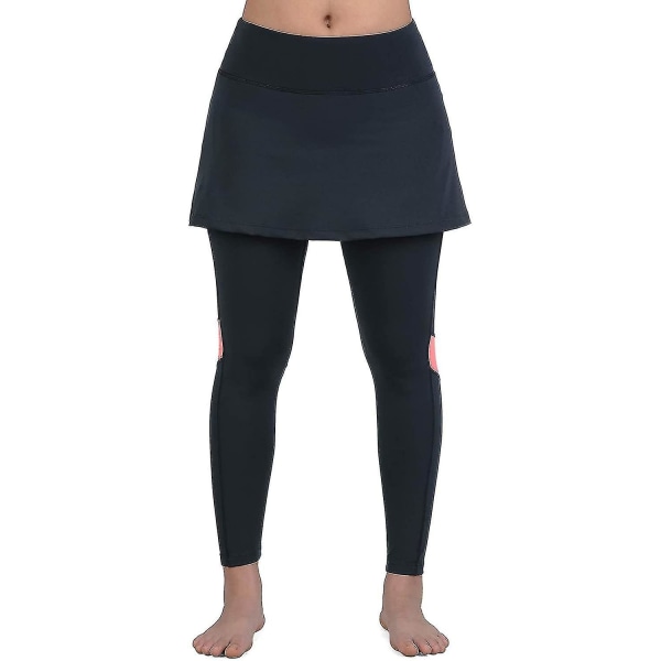Nederdele leggings til kvinder, yoga leggings med nederdele & dame tennis leggings tøjlommer GREY Small