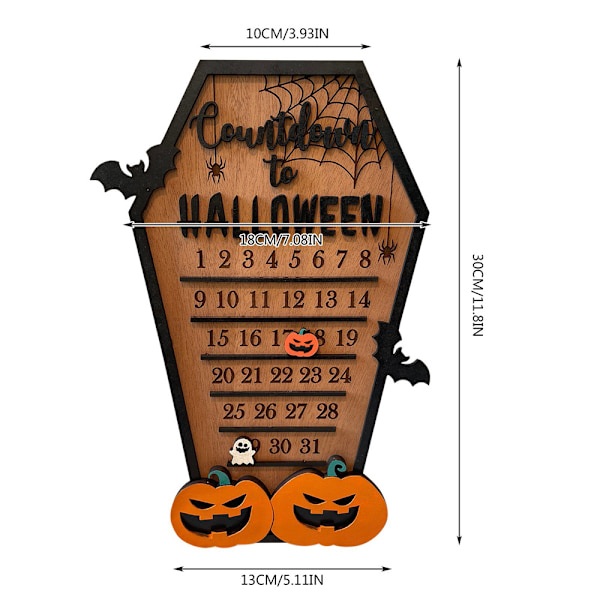 Halloween-kalenterin lähtölaskenta Puinen Adventti Kurpitsa Numero Hauska