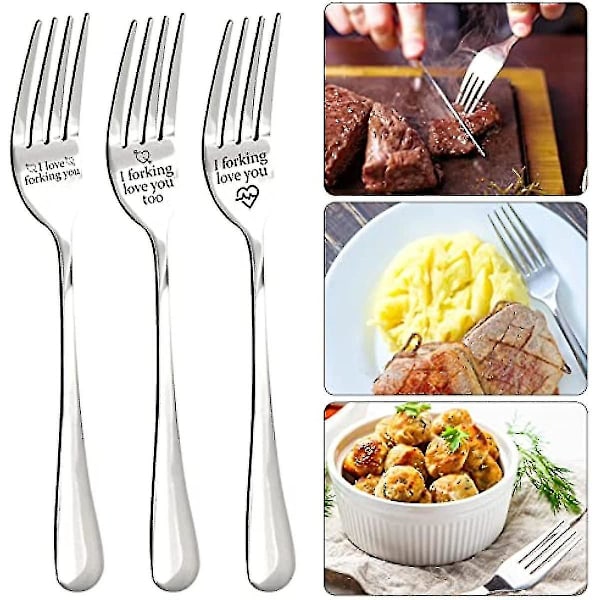 Gravert gaffel i rustfritt stål, personlig middagsgaffel med bokstav - I Forking Love You, unik gravert gaffel, beste gaver til jul, Valentinsdag (b med B)