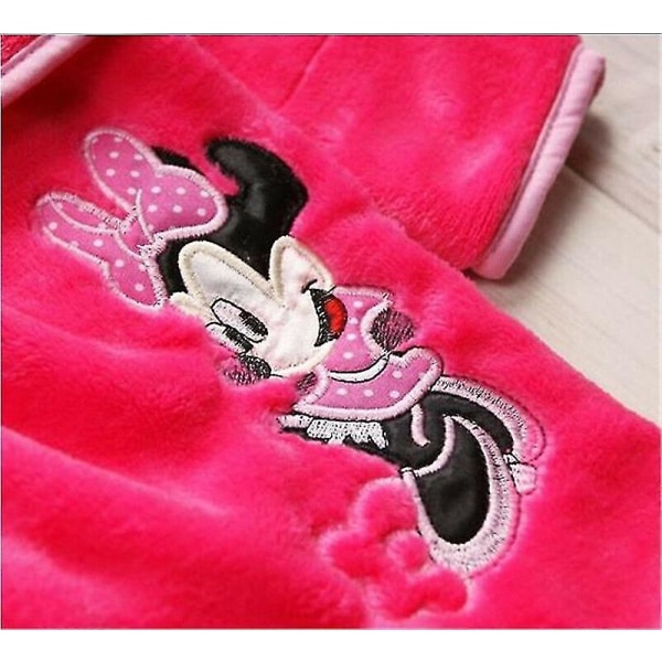 Børn Drenge Piger Hættebadekåbe Mickey Minnie Morgenkåbe Nattøj Nattøj Pyjamas Rose Red Minnie 3-4 Years