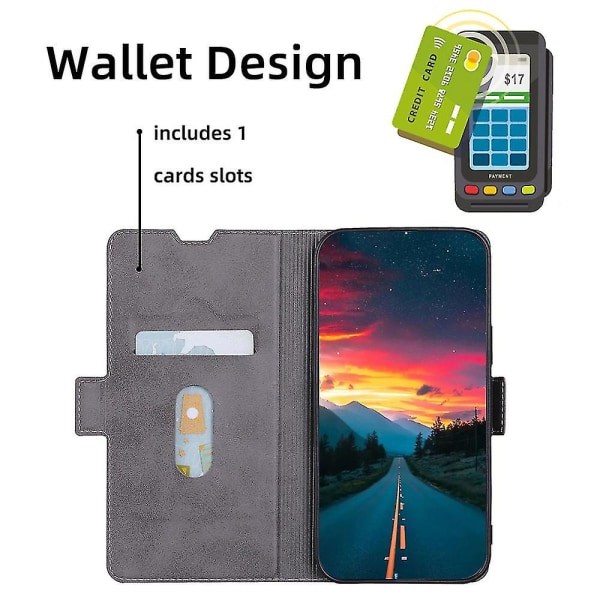 Til Nokia C32 PU Læder Smartphone Etui Med Kort Slot Ridsefast Telefon Stand Cover White