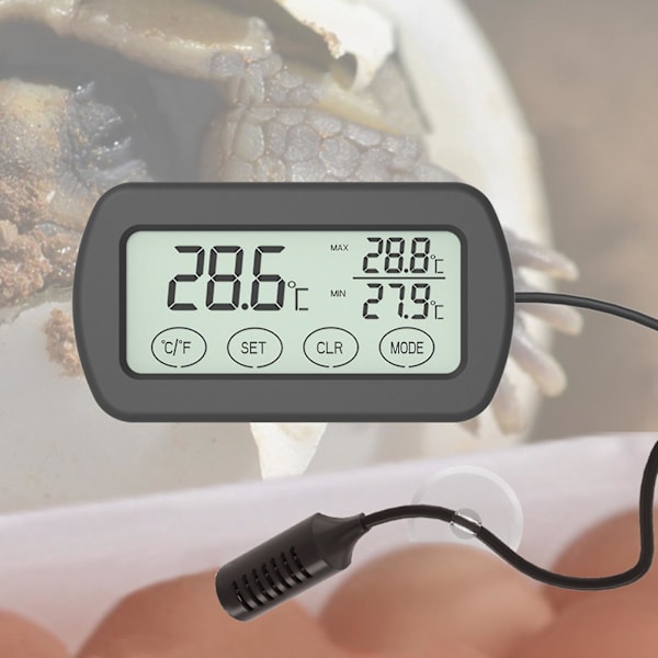 Reptil Pet Box Inkubator Äggkläckningstermometer Hygrometer med porbe + pekskärm + larmfunktion + max min display
