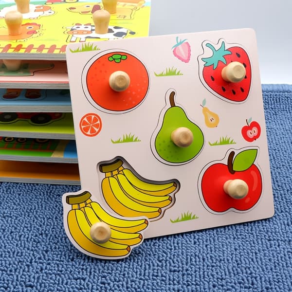 Wooden 3D Puzzle Toy Multi-Theme Hand-Picking Board Cognitive Learning Geometric Shapes Hand-Eye Coordination Gift