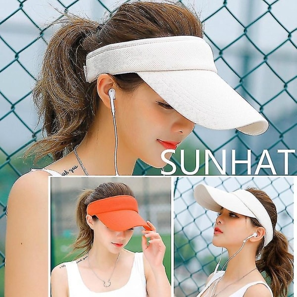 Solhatt för män, kvinnor, flickor, hatt, strandsolhatt, sport, pannband, klassisk, justerbar, sol, sportvisir , cap beige
