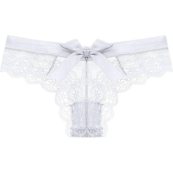 Dame Blonde Sløjfe T-Back Lav Talje Åndbare Trusser Hvid White XXL