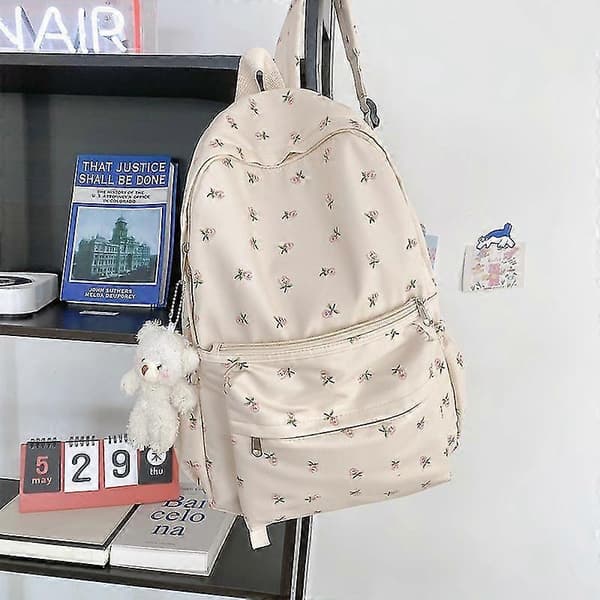 Flower Print Backpack Laptop Backpack Soft Breathable Odorless Bag for Shopping and Outdoor Activities