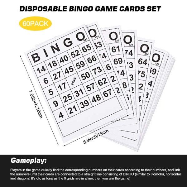 Klassiske bingokort 0-75 Moro familiekortspill Bingobilletter Spill for familie voksne barn