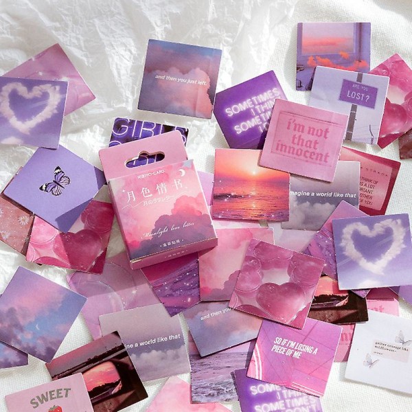 46 stk Pink Lilla Kærlighed Sticky Dagbog Sticker Æstetisk materiale Scrapbog Sticker