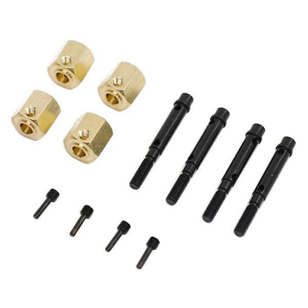 4 st 12 mm hjulnavsadapter i mässing med förlängd hjulaxel för YK4082 YK4102 4103 YiKong RC Crawle Yellow