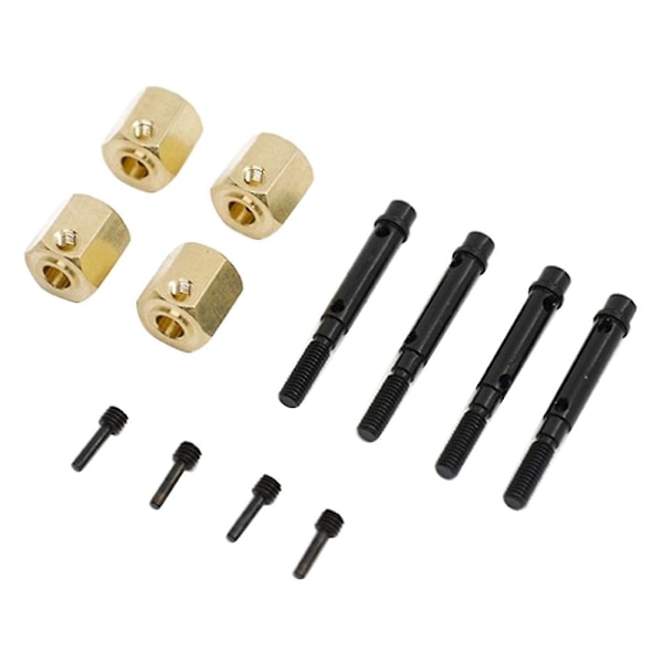 4 stk messing 12mm hjulheks utvidet adapter med hjulaksel for YK4082 YK4102 4103 YiKong RC Crawle Yellow