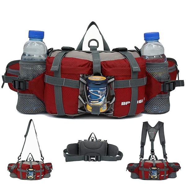Tactical Bum Bag, Midjepaket, Militär bältesväska med 2 flaskhållare för utomhussport, vandring, vandring