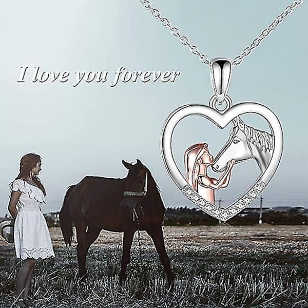 Flickor och hästar Halsband Tjejer Sterling Silver Smycken Presenter