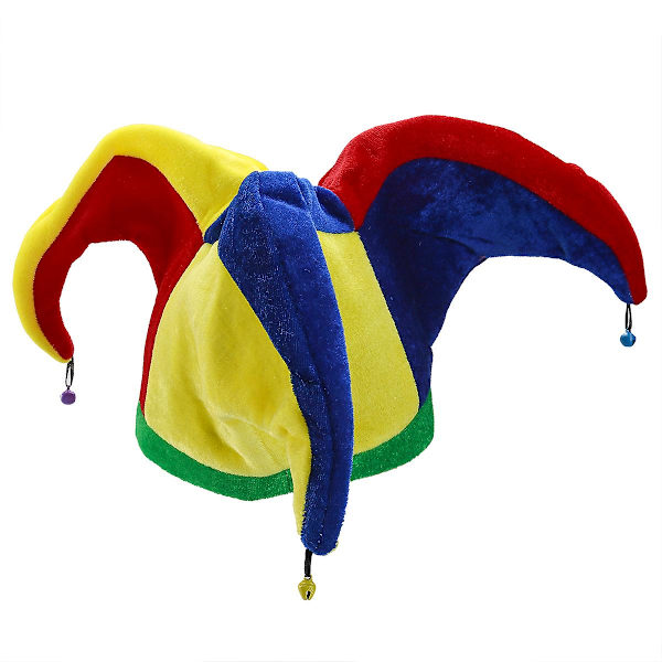 Rolig Flerfärgad Kostym Jester Clown Mardi Gras Hatt