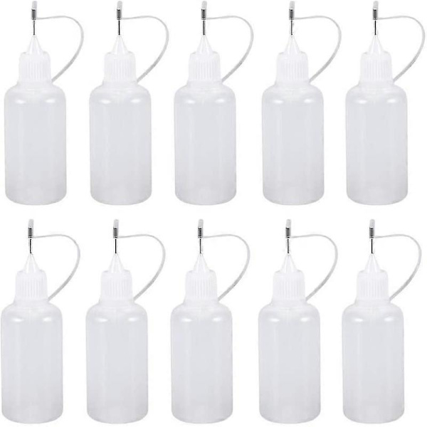 10 st Plastflaskor med Munstycken, Precisionsapplikator Pressflaskor för Lim Färg 20ml